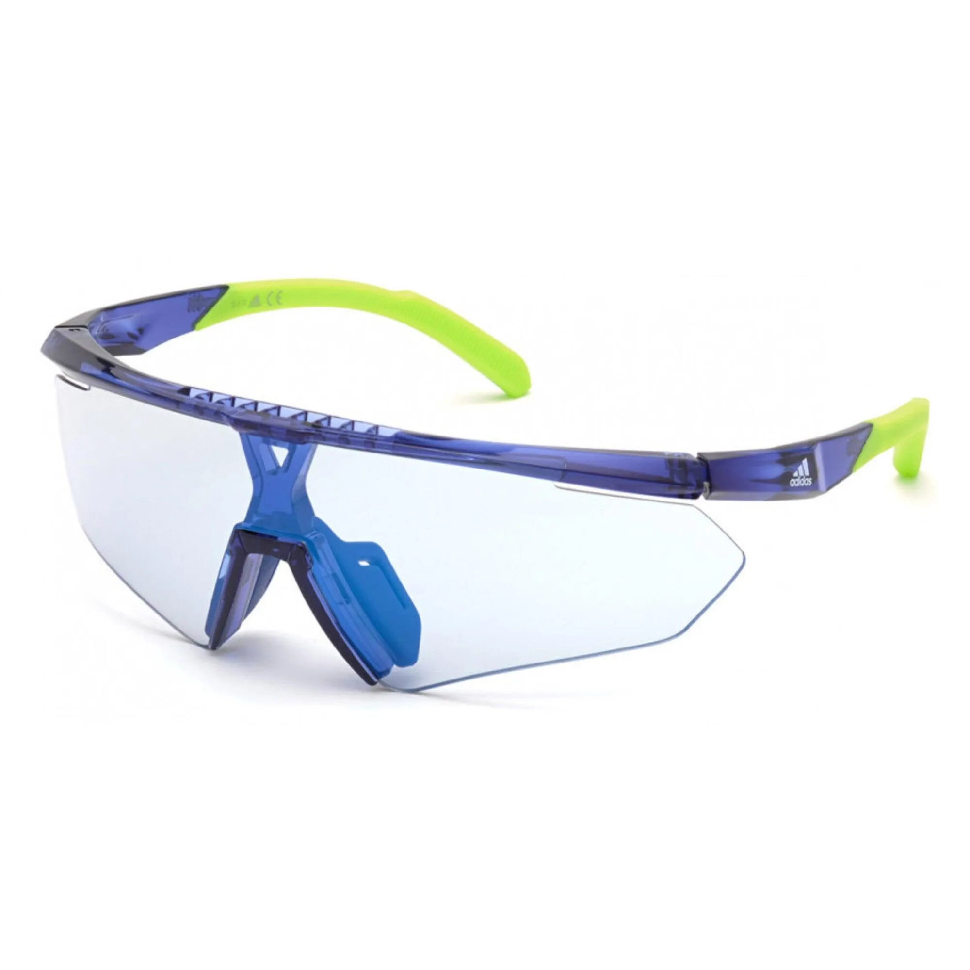 Adidas Men's Sunglasses - Matte Blue Half Rim Plastic Shield Frame | ADIDAS SP0027 91X
