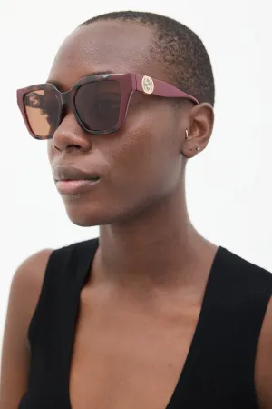 Burgundy & Brown GG1023S Square Sunglasses