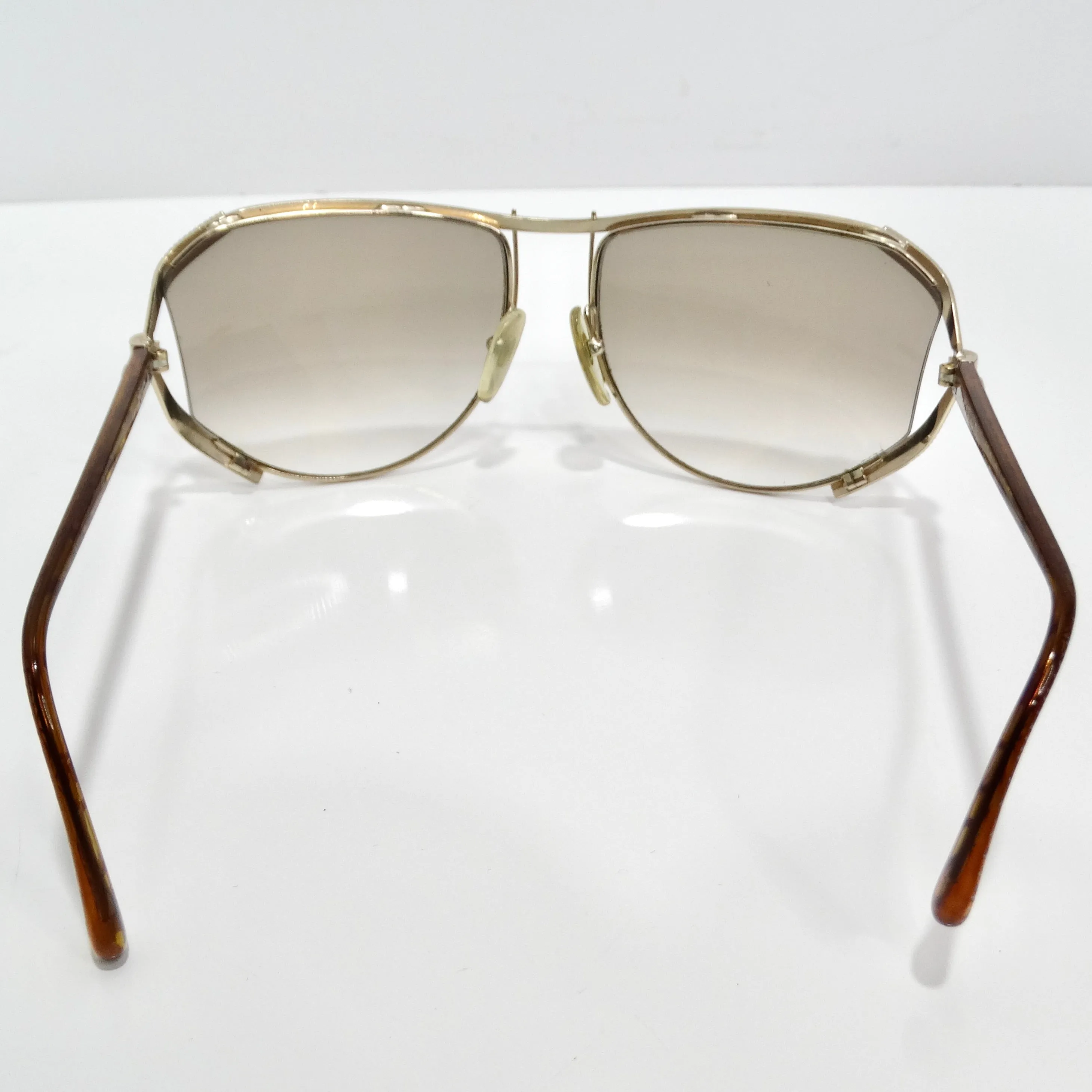 Christian Dior 1980s Gold Tone Aviator Sunglasses