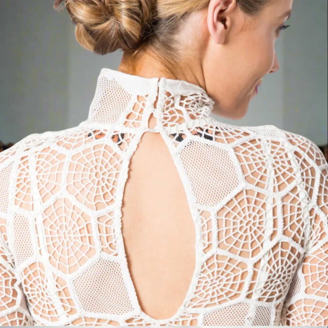 Honeycomb Design High Neck Blouse