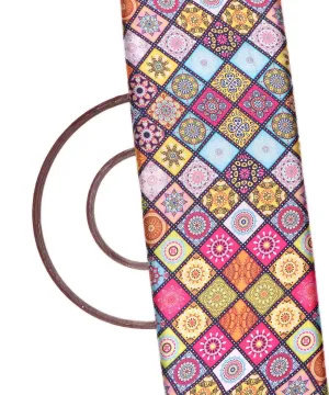 Multi Colour Abstract Print Satin Fabric