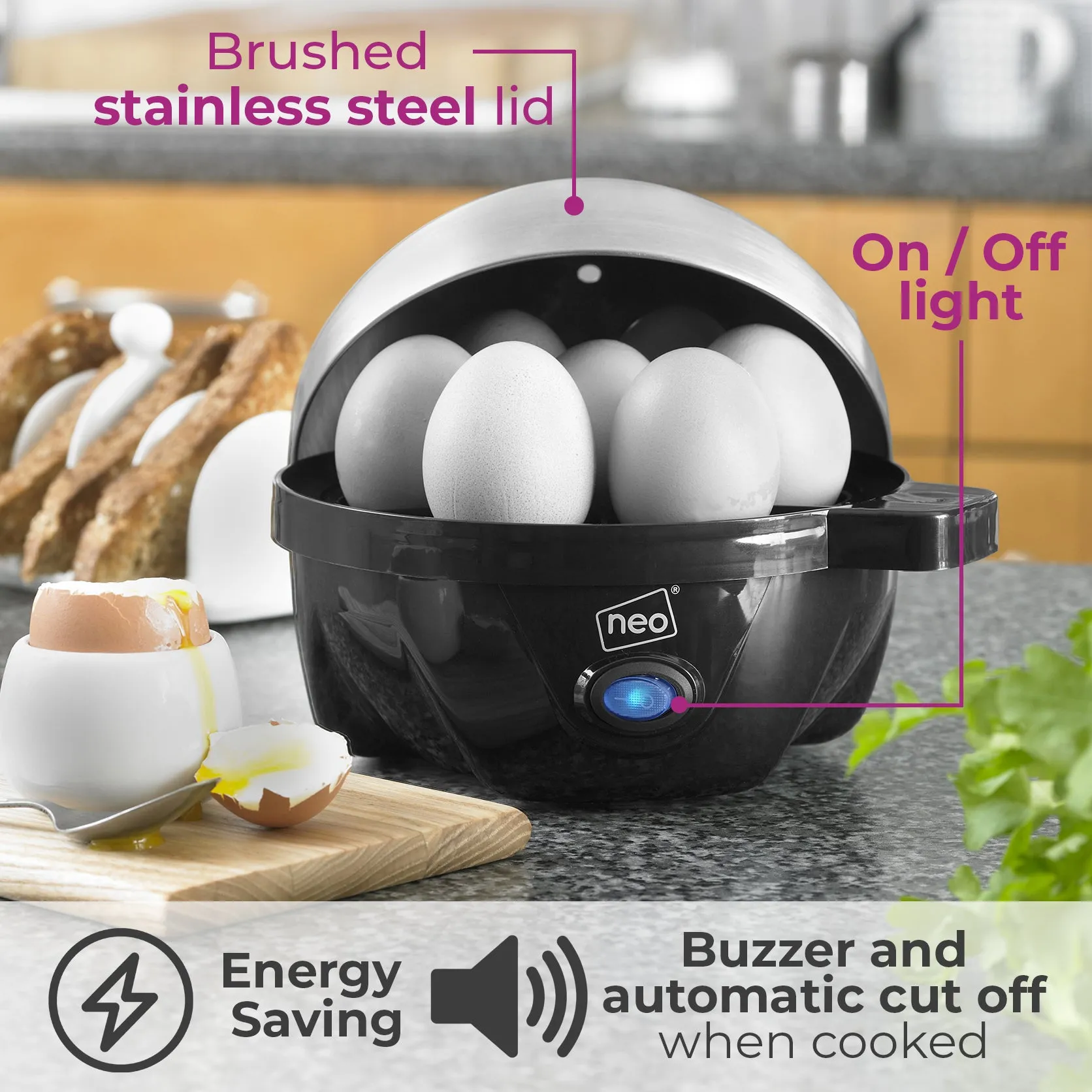 Neo Red and Stainless Steel Electric Egg Boiler Poacher and Steamer